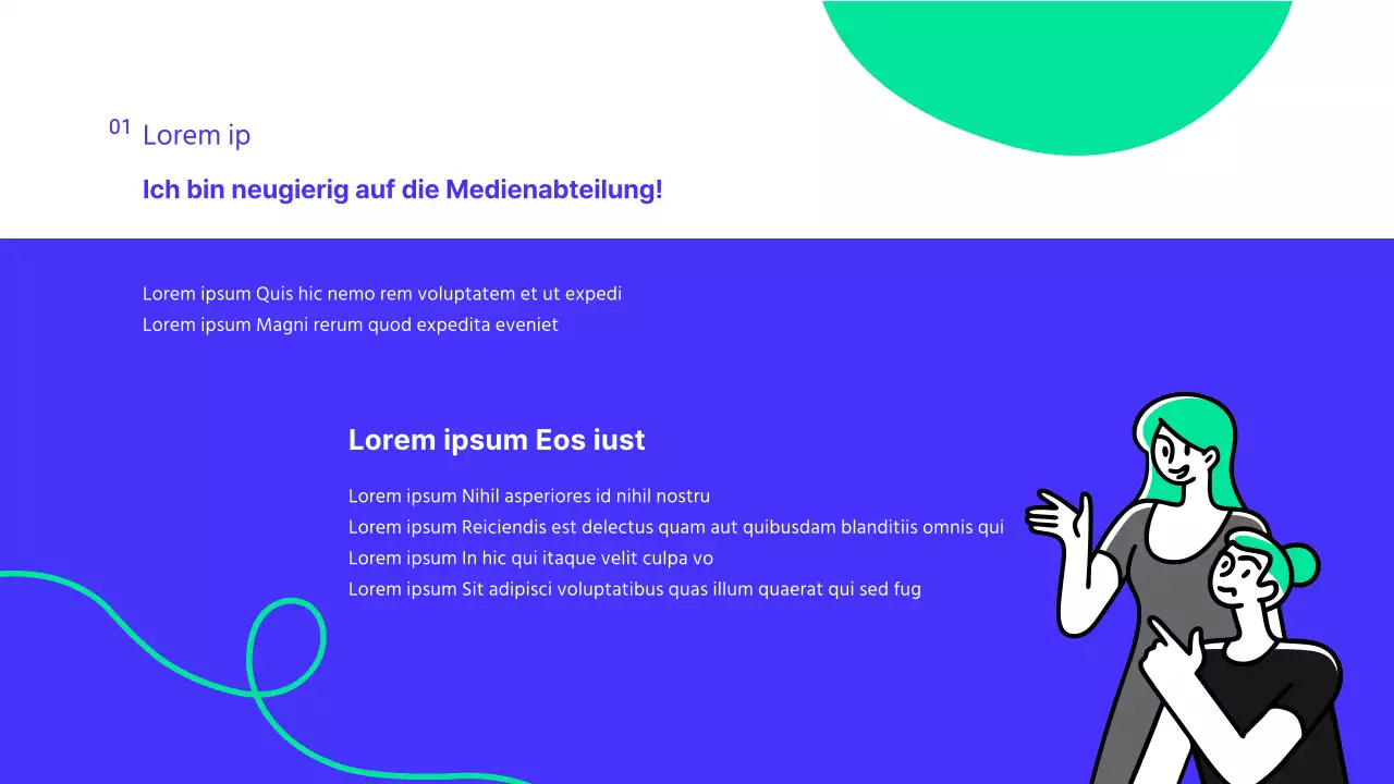 Eine moderne blau-weiße Präsentation der Abteilung für Öffentlichkeitsarbeit einer Universität