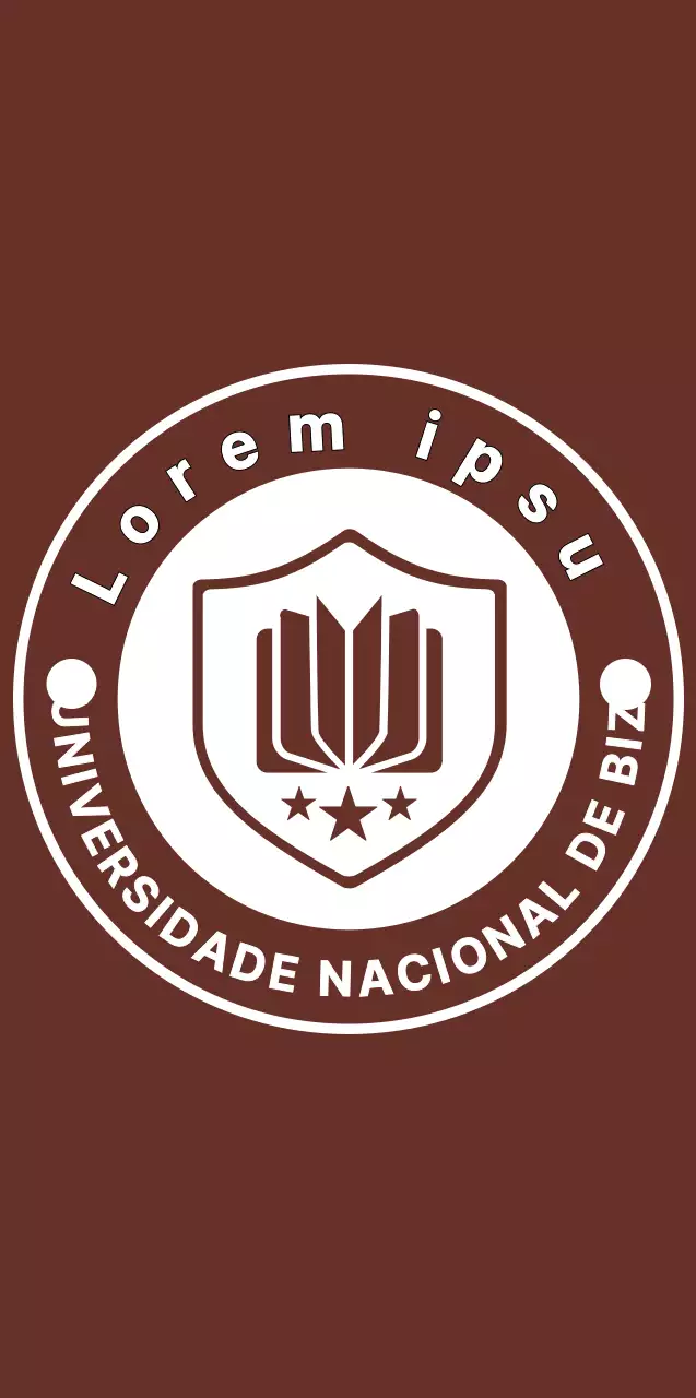 Logótipo simples e moderno com emblema de universidade em castanho e branco para fins promocionais e de promoção