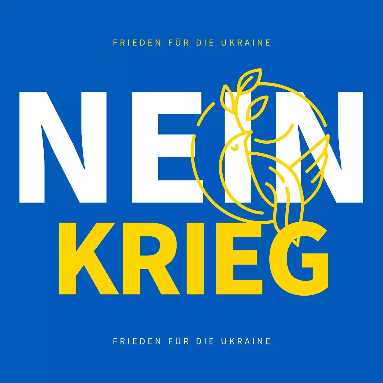 Blaue und gelbe Antikriegs- und Friedensbotschaften in der Ukraine