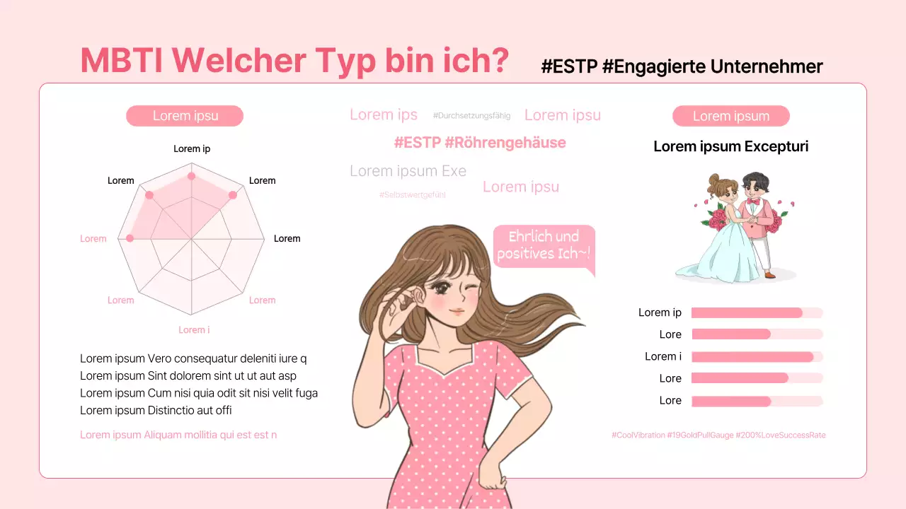 MBTI in Pink: Welcher Typ bin ich? Infografik zur Selbstvorstellung ESTP