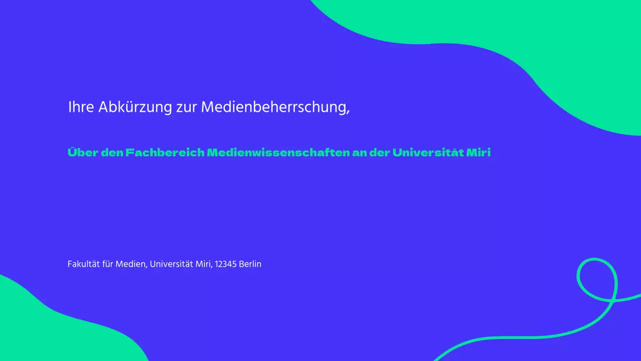 Eine moderne blau-weiße Präsentation der Abteilung für Öffentlichkeitsarbeit einer Universität