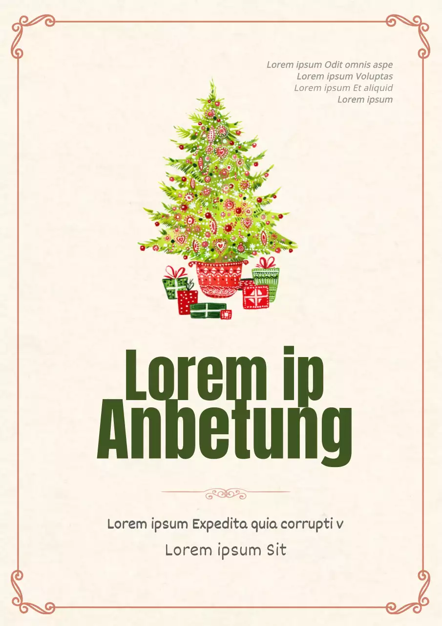 Poster für den Weihnachtsgottesdienst in gelben und warmen Farben