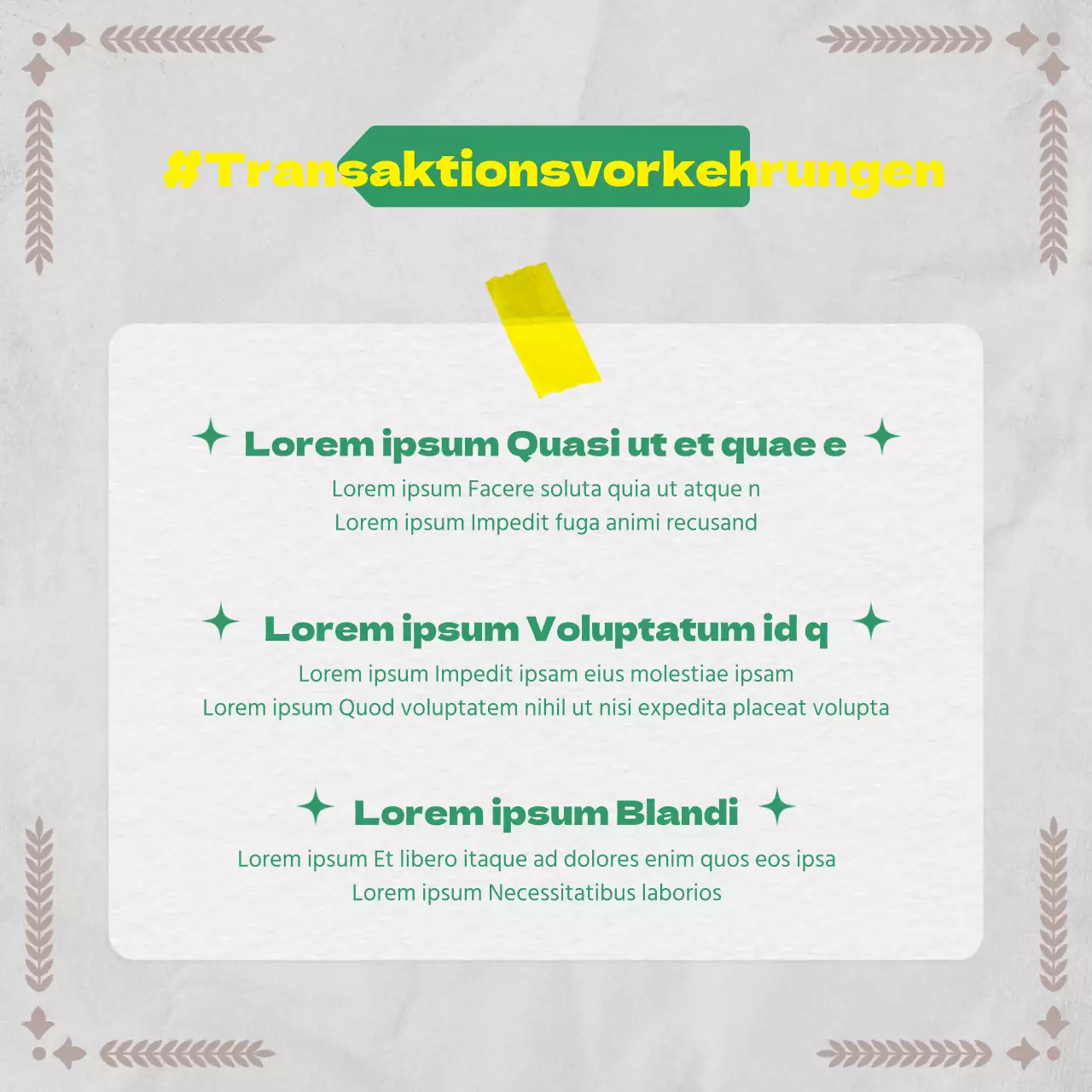 Botanische Informationen in einem Vintage-Papierkonzept mit Grün- und Grautönen