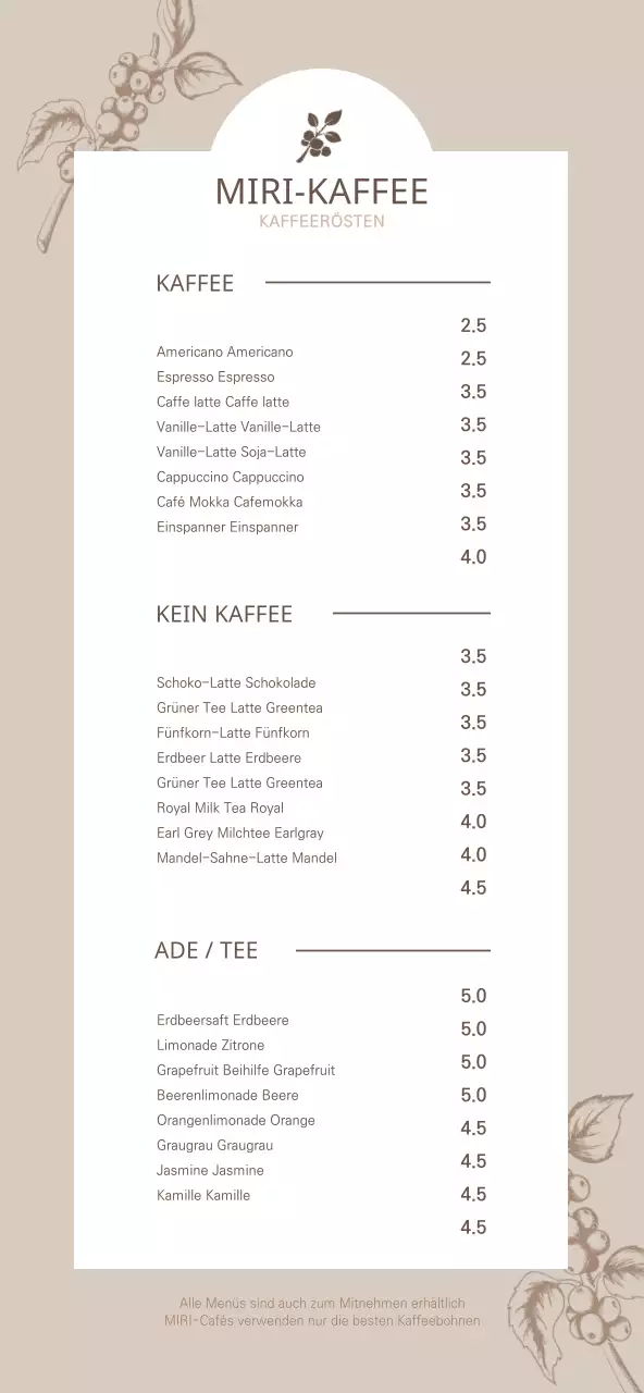 Emotional braun und weiß Kaffee Illustration Konzept Cafe Menü Preisgestaltung