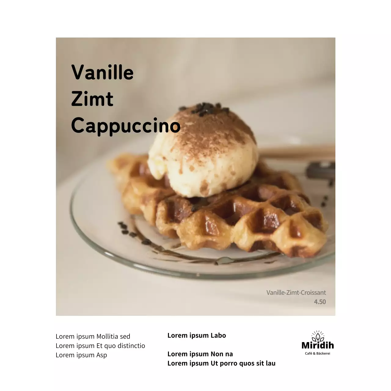 Einfaches weißes Cafe-Menüschild Quadrat