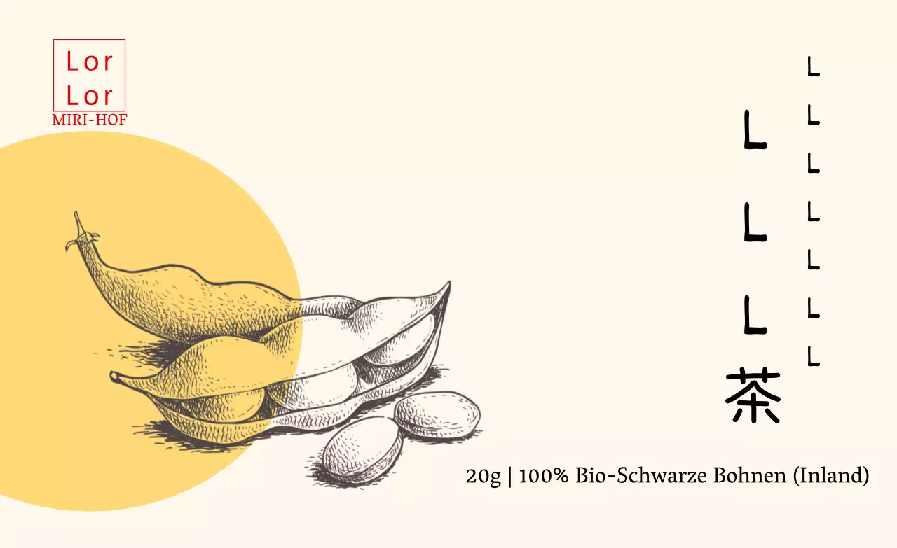 Gelbe Zeichnung Schwarzer Bohnentee Aufkleber