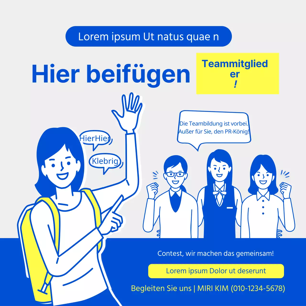 Blue and Lemon Illustration Outreach Competition Team Recruitment CardNews