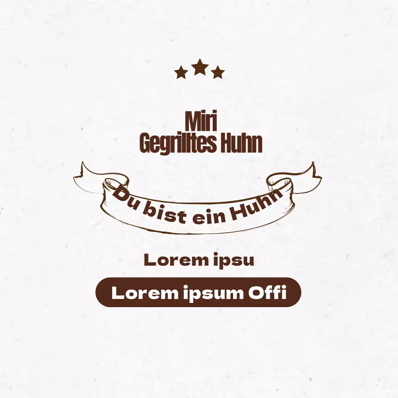 Brauner Schriftzug unterstreicht Vintage-Restaurant Werbung für Huhn Kang Chung