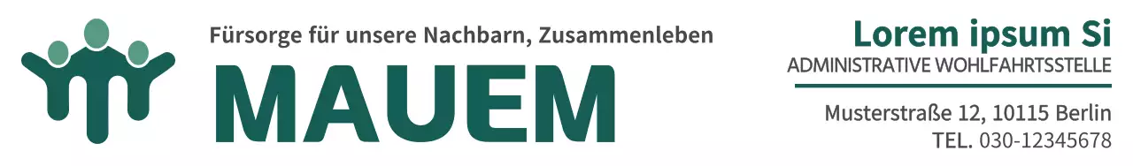 Design eines administrativen Wellnesszentrums mit dem Namen und dem Logo des administrativen Wellnesszentrums in Dunkelgrün.