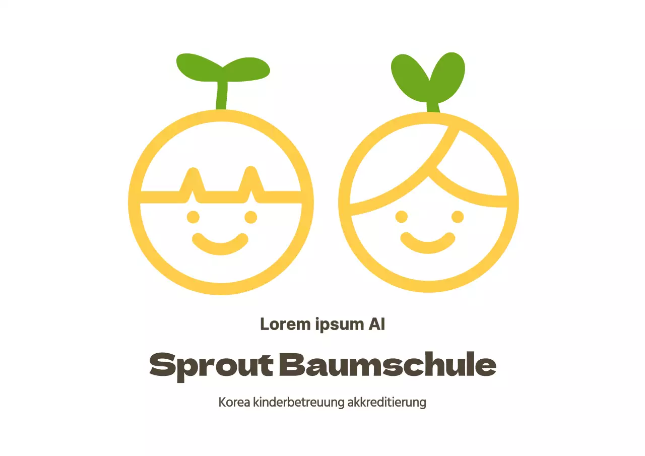 Sauberer Stil Kindergarten Logo Schild in gelb und braun