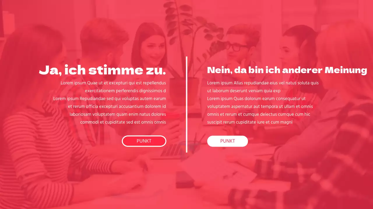 Diskussionsdarstellung der Texthervorhebung und des Fotolayouts in Rot