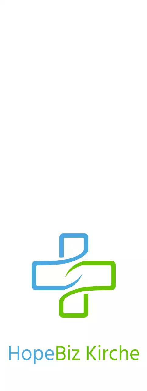 Kirchenlogo mit einer einfachen Kreuzillustration in Blau und Grün