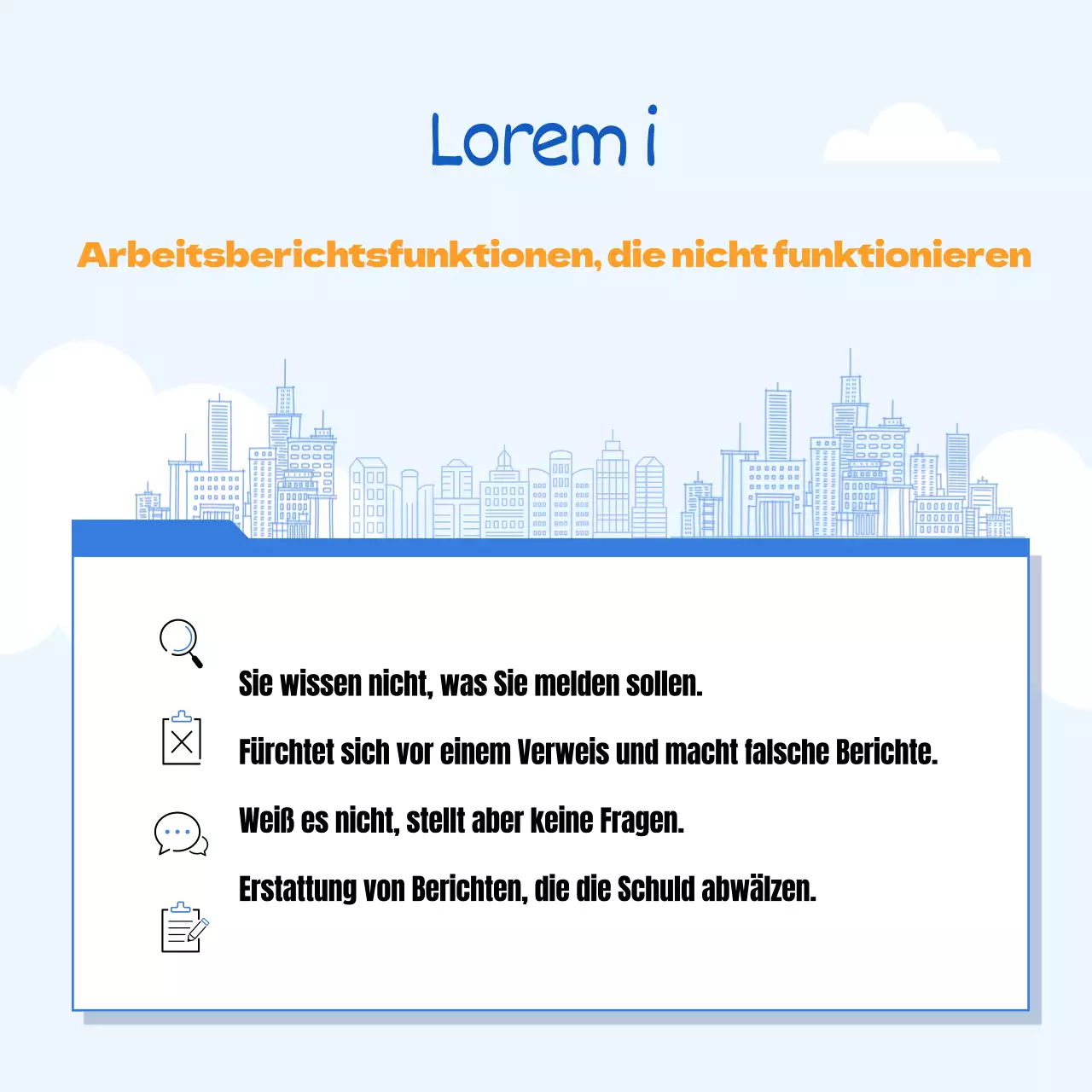Blaue und gelbe Illustration Konzept Wie man gut bei der Arbeit berichten CardNews