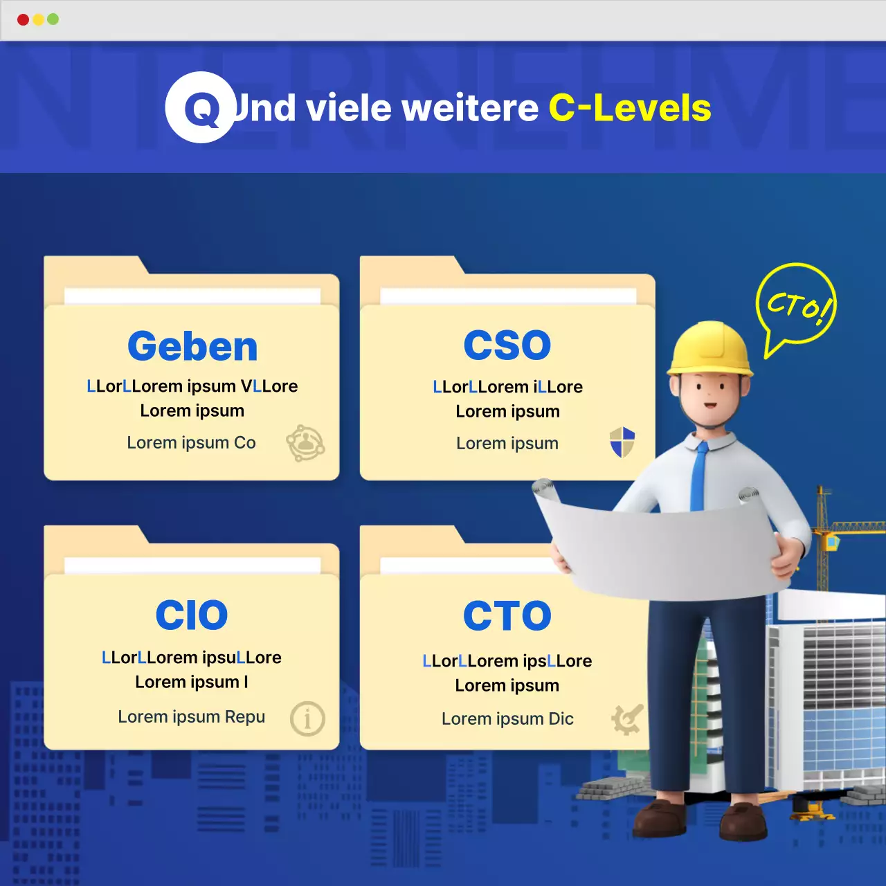 Navy und blau 3D solide ordentlich Startup Business Trivia KarteNews