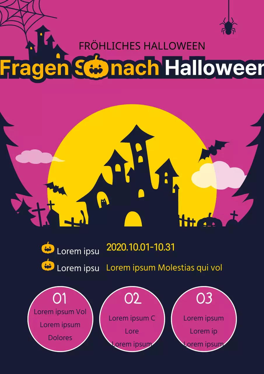 Werben Sie für Ihren Halloween-Verkauf mit einem niedlichen Konzept, das eine lila Hexenschloss-Illustration zeigt