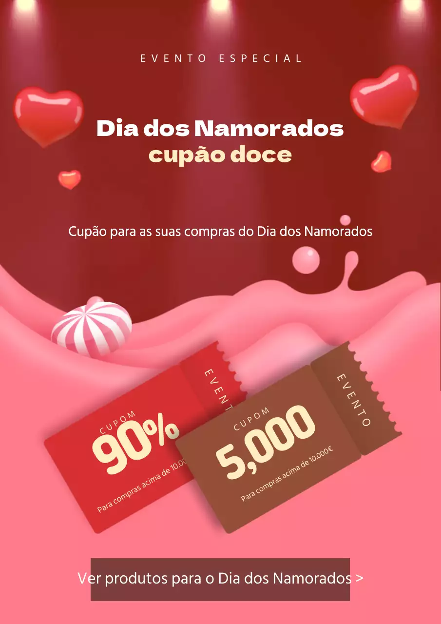 Cartaz Web do evento de venda de cupões doces do Dia dos Namorados