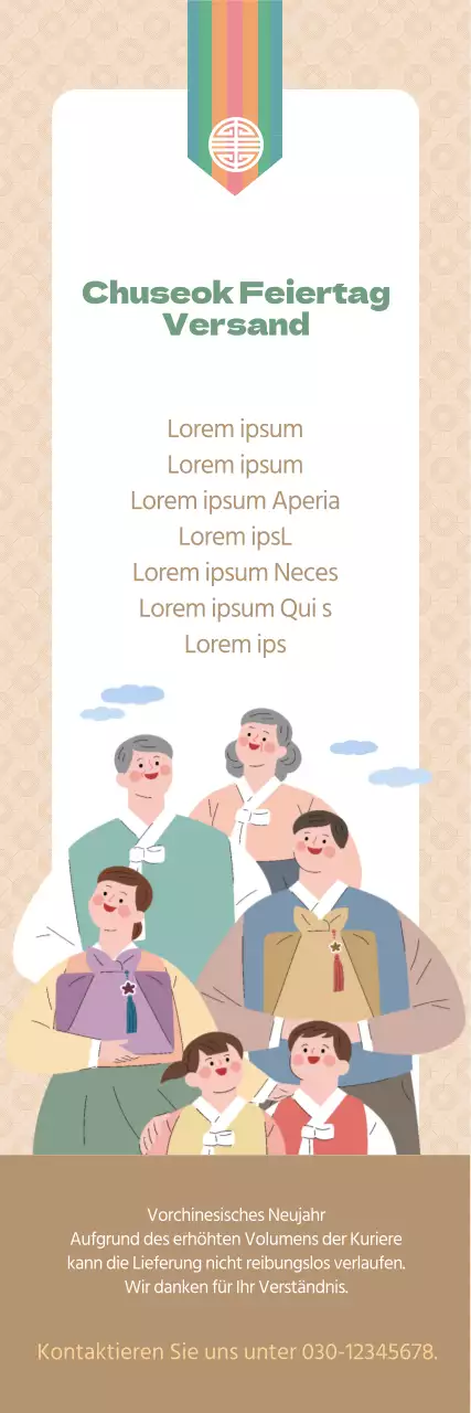 Chuseok-Feiertagszustellung mit einem warmen beige gemusterten Hintergrund