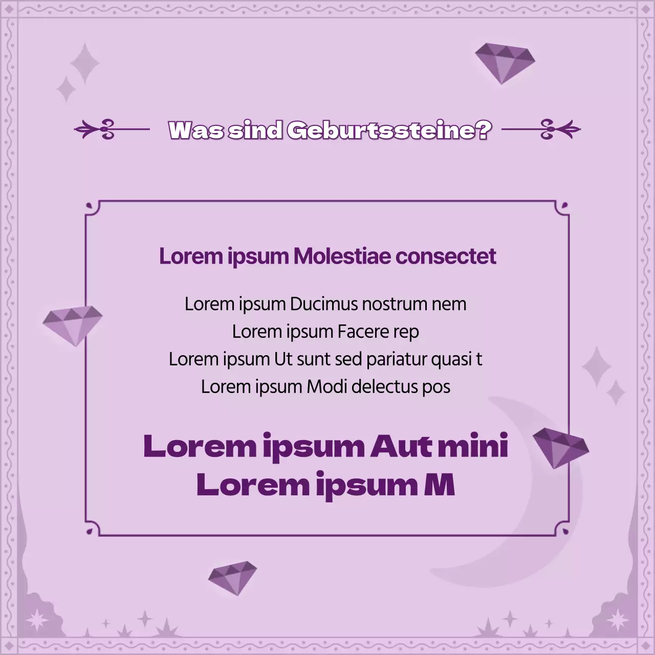 Lila Tarotkarte Konzept Geburtsstein KartenNews Design