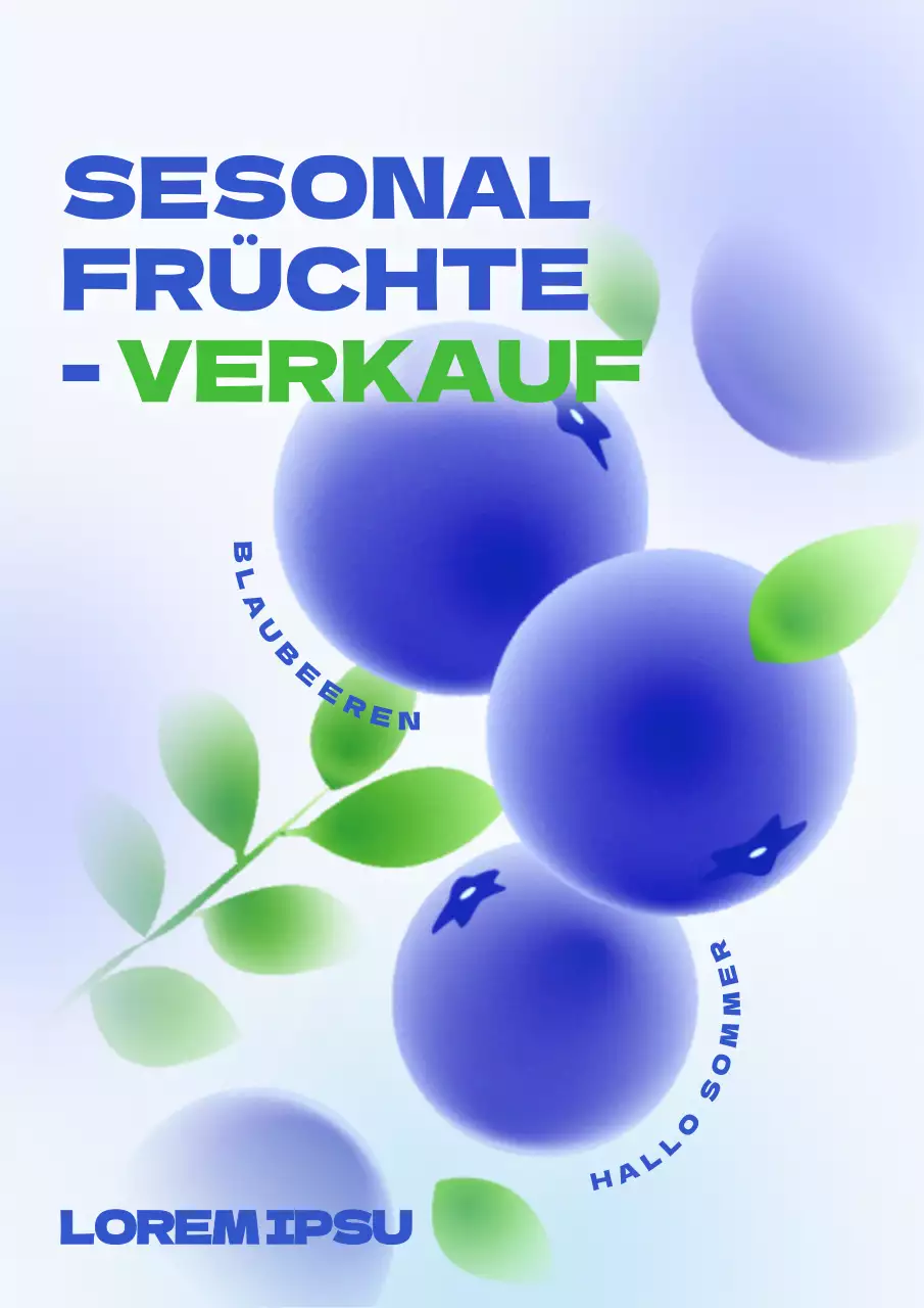 Heidelbeere Sommer saisonale Früchte Menü Verkauf mit niedlichen blauen Illustrationen