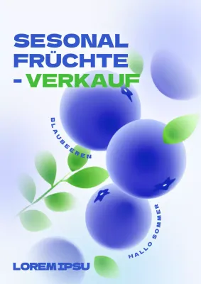 Heidelbeere Sommer saisonale Früchte Menü Verkauf mit niedlichen blauen Illustrationen