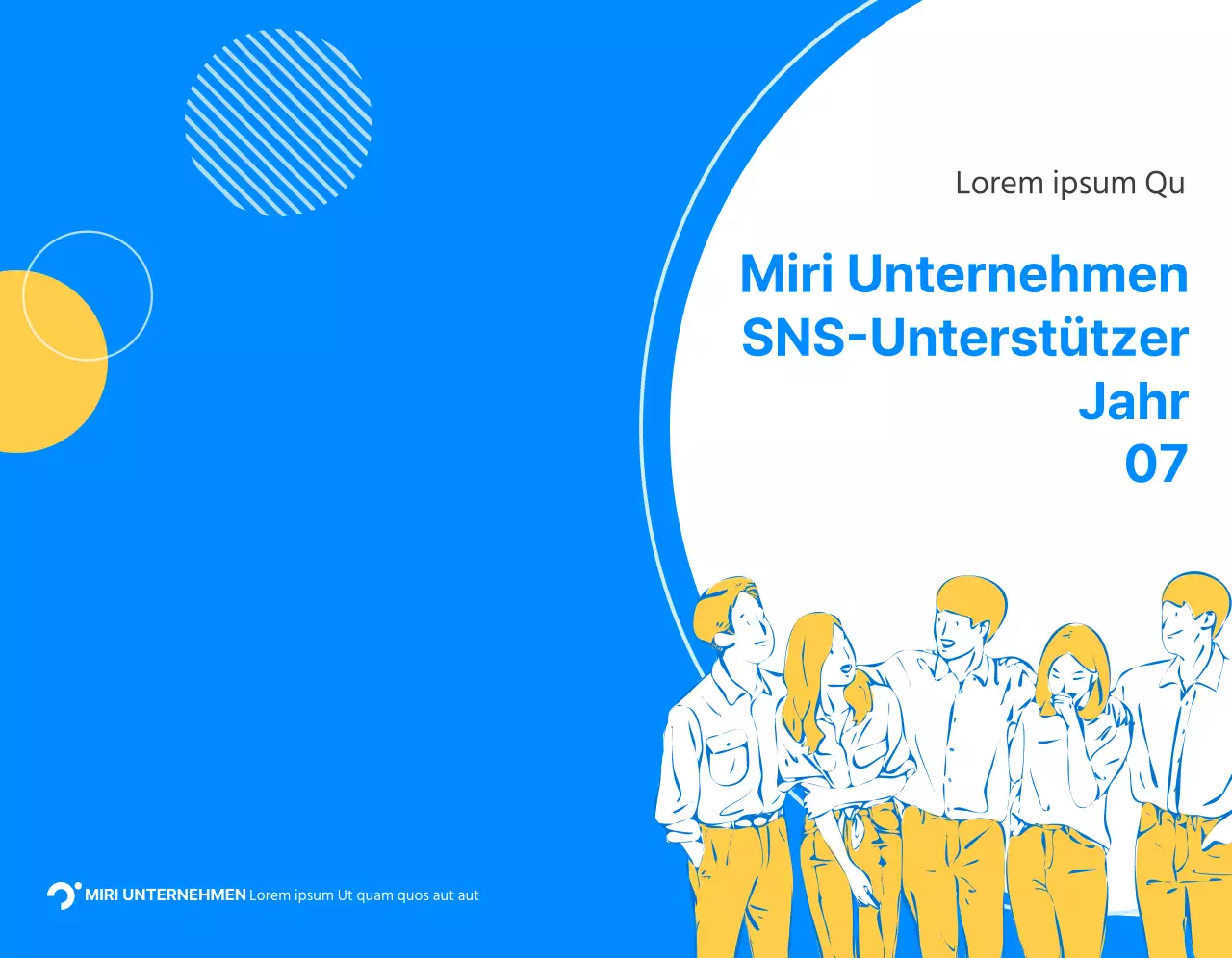 Ein einfaches Konzept für ein Souvenir eines Unternehmensunterstützers mit blauen und gelben Kreisen.