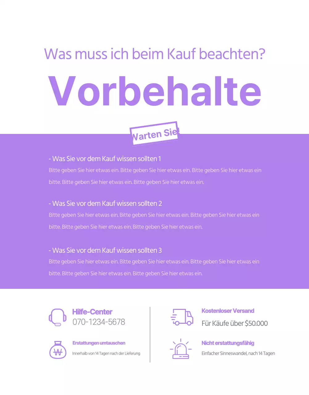 Grundlegendes Layout für den Verkauf von Produkten