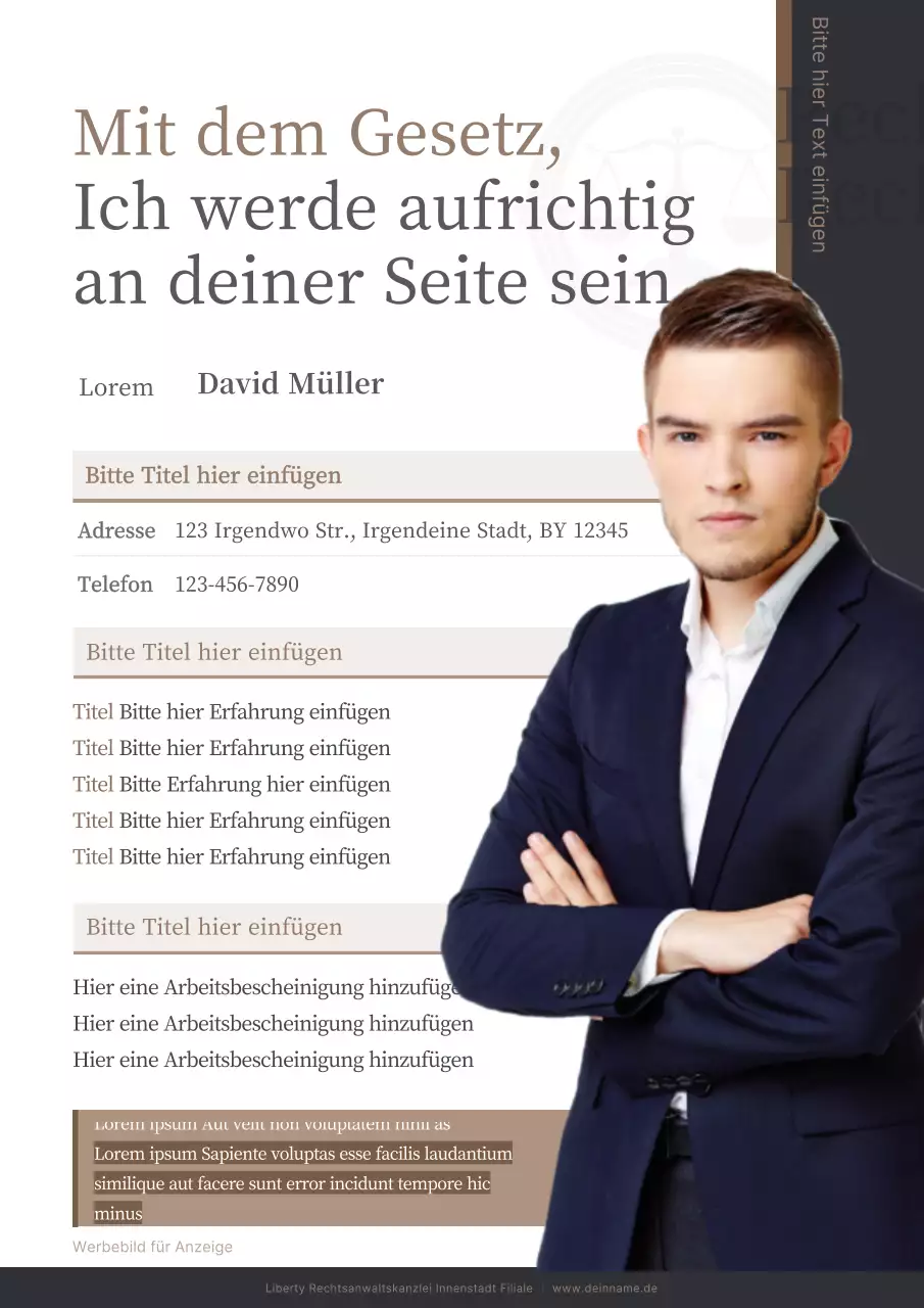 Ein sauberes, graues und braunes Anwaltsprofil