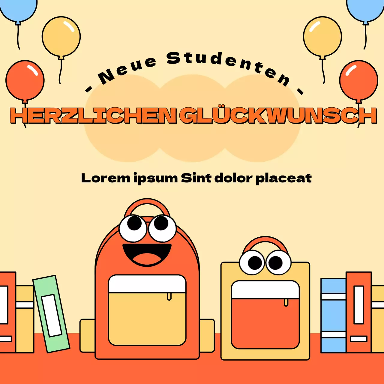 Niedliche gelbe Illustration einer Schuleingangsfeier