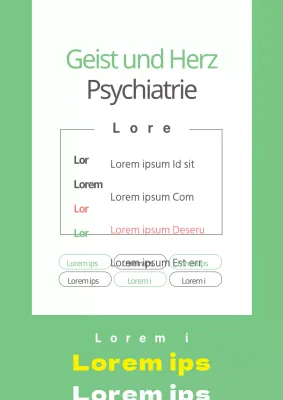 Einfacher, grüner Flyer zu den Öffnungszeiten der Psychiatrie