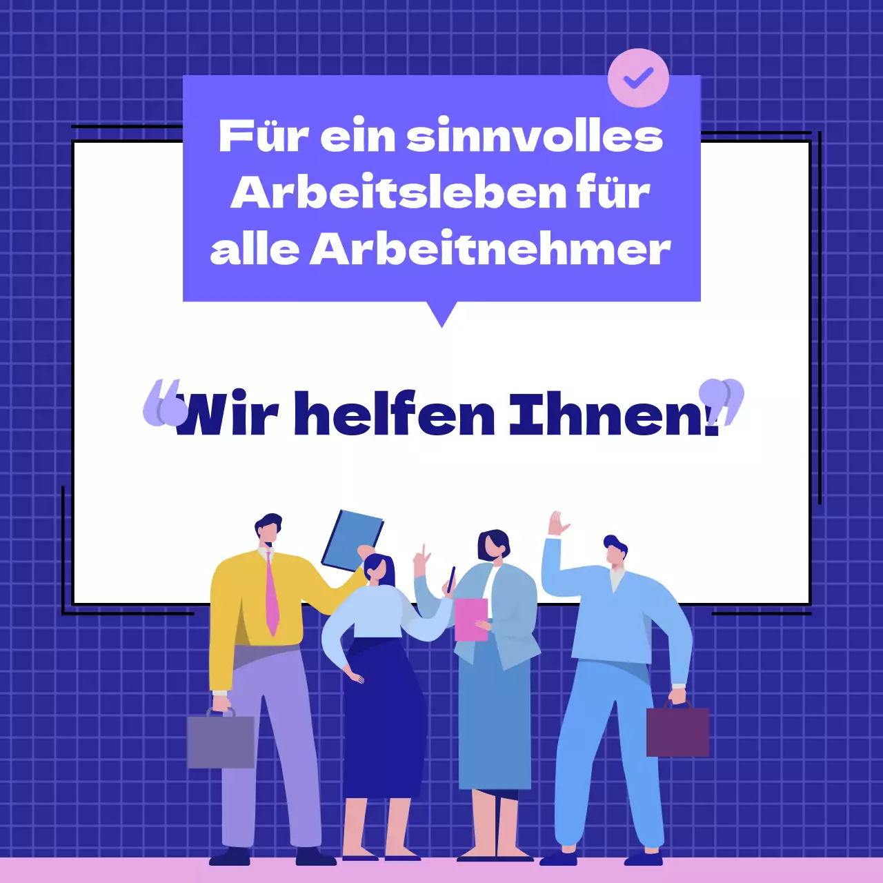 Blaue und rosafarbene Work-Life-Cardnews