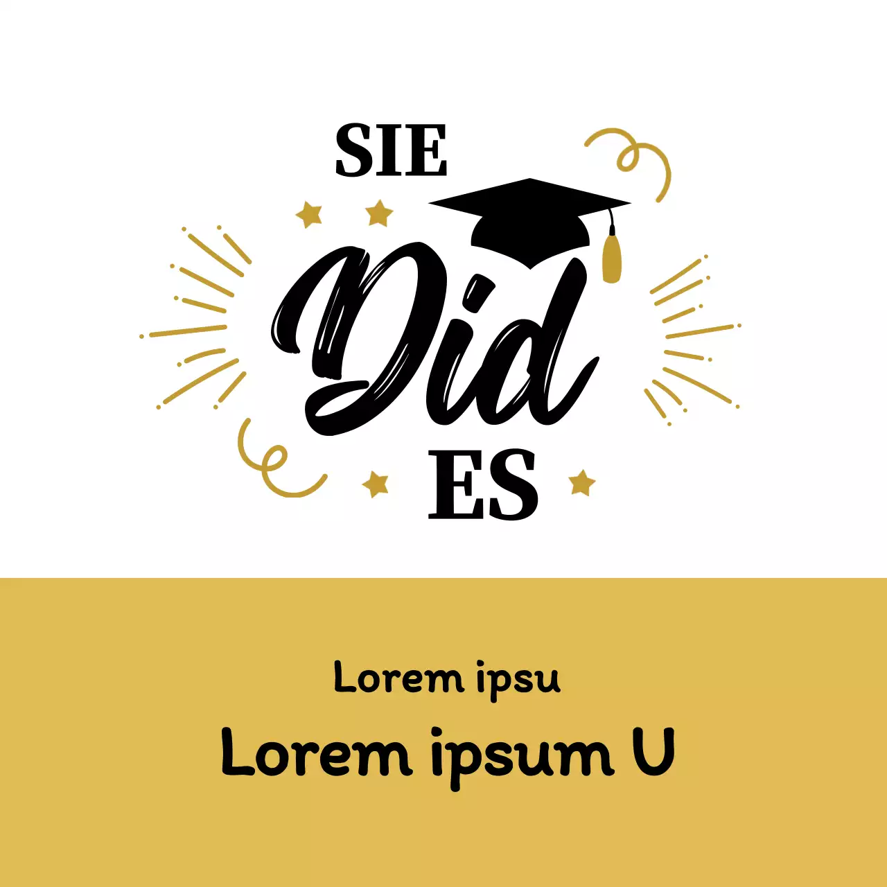 Schwarz-goldene Illustration der Abschlussfeier