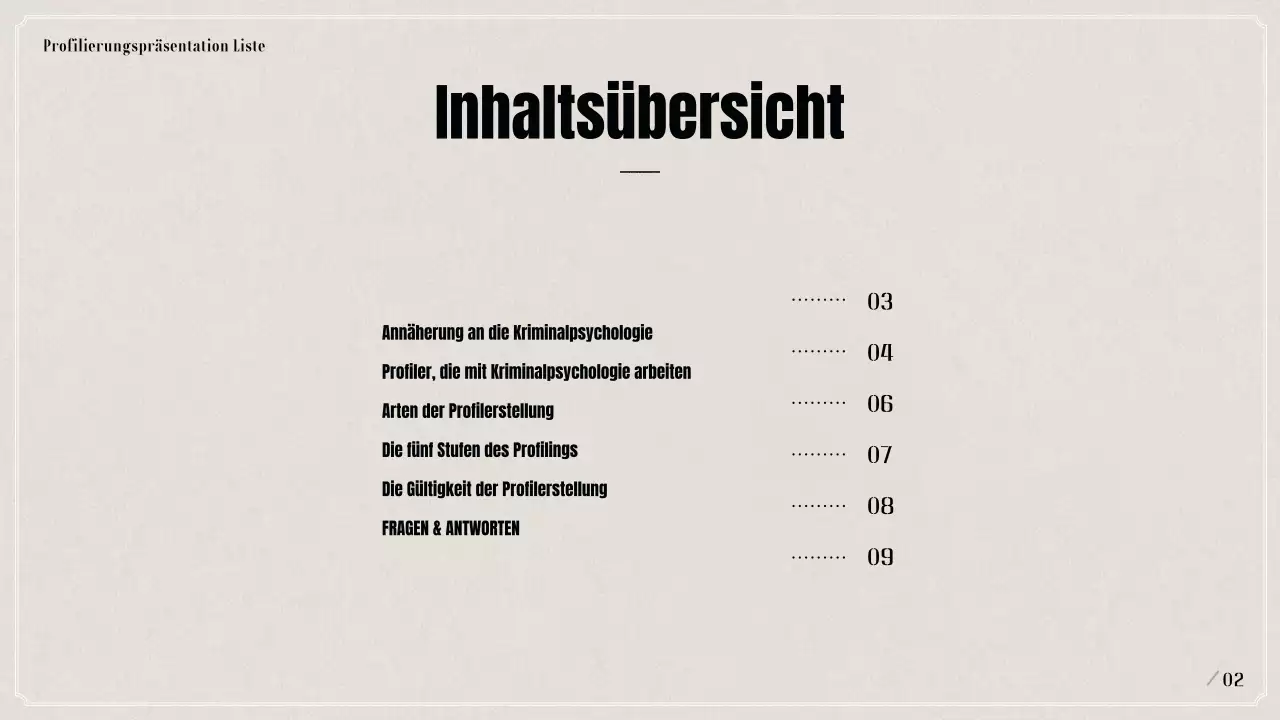 Vortrag über kriminalpsychologisches Profiling in Schwarz und Beige