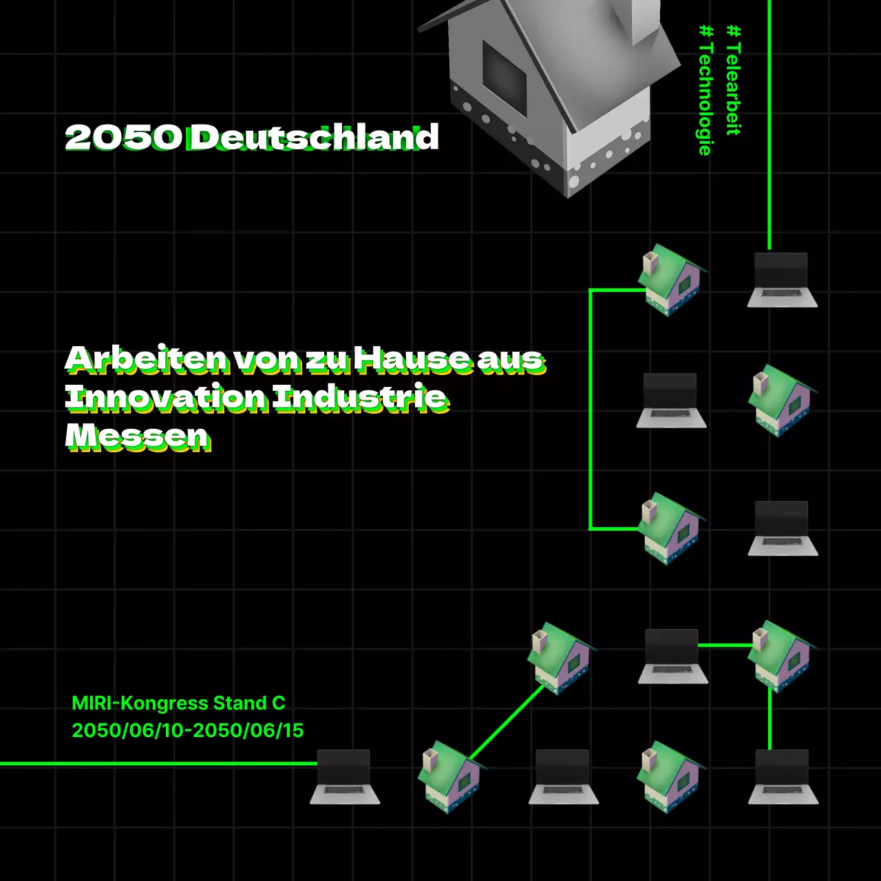 Die Black and Green Work-From-Home Innovation Industriemesse