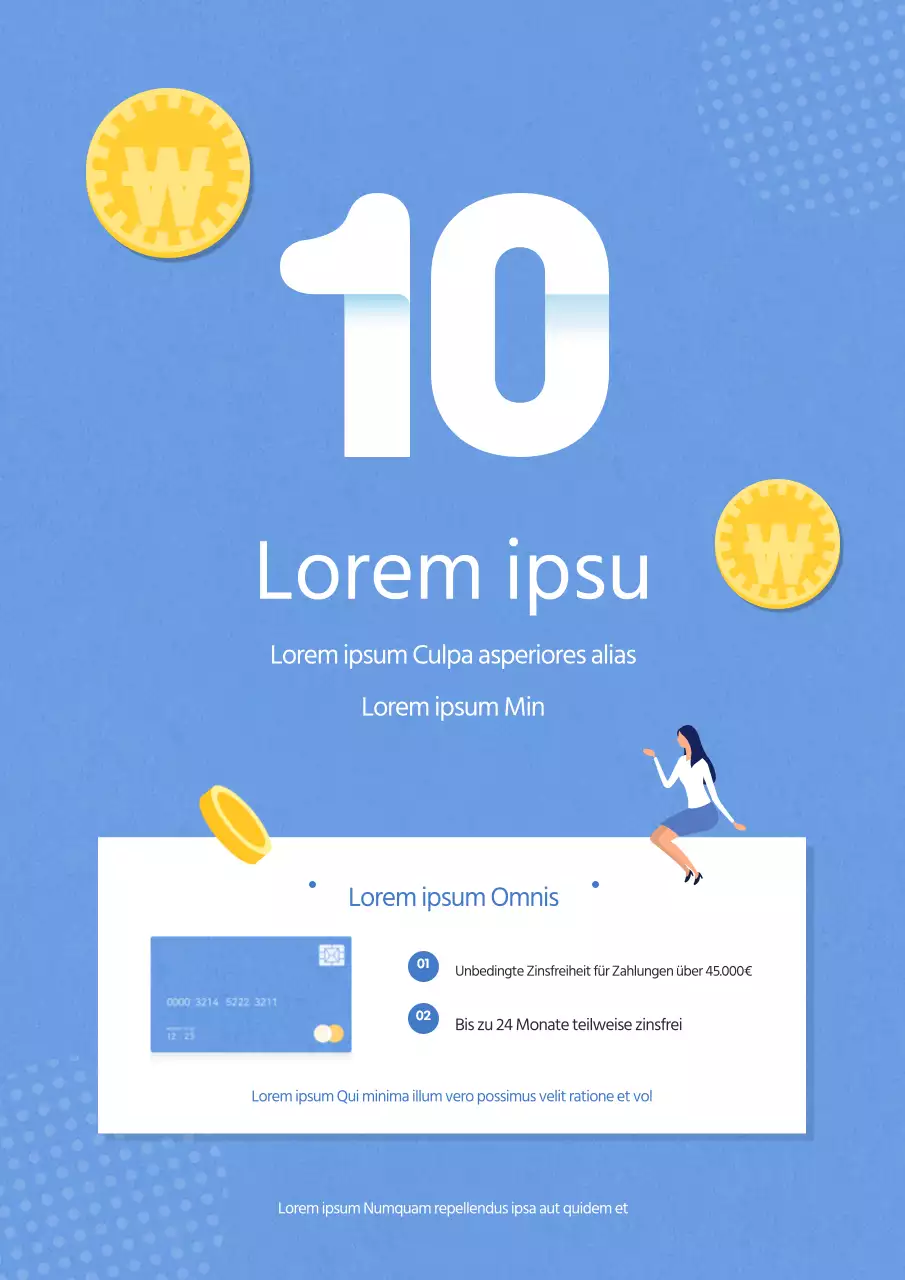 Werbung für ein einfaches Zinsereignis eines Kartenunternehmens mit mehrfarbig hervorgehobenen Zahlen