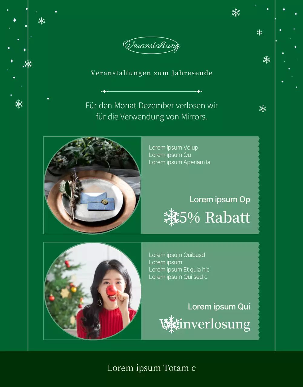 Einführung grüner und roter Mietflächen für Weihnachtsfeiern