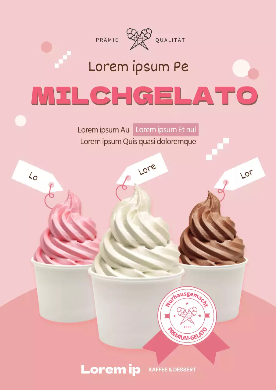 Rosa Fotos hervorheben, um für sauberes Speiseeis zu werben