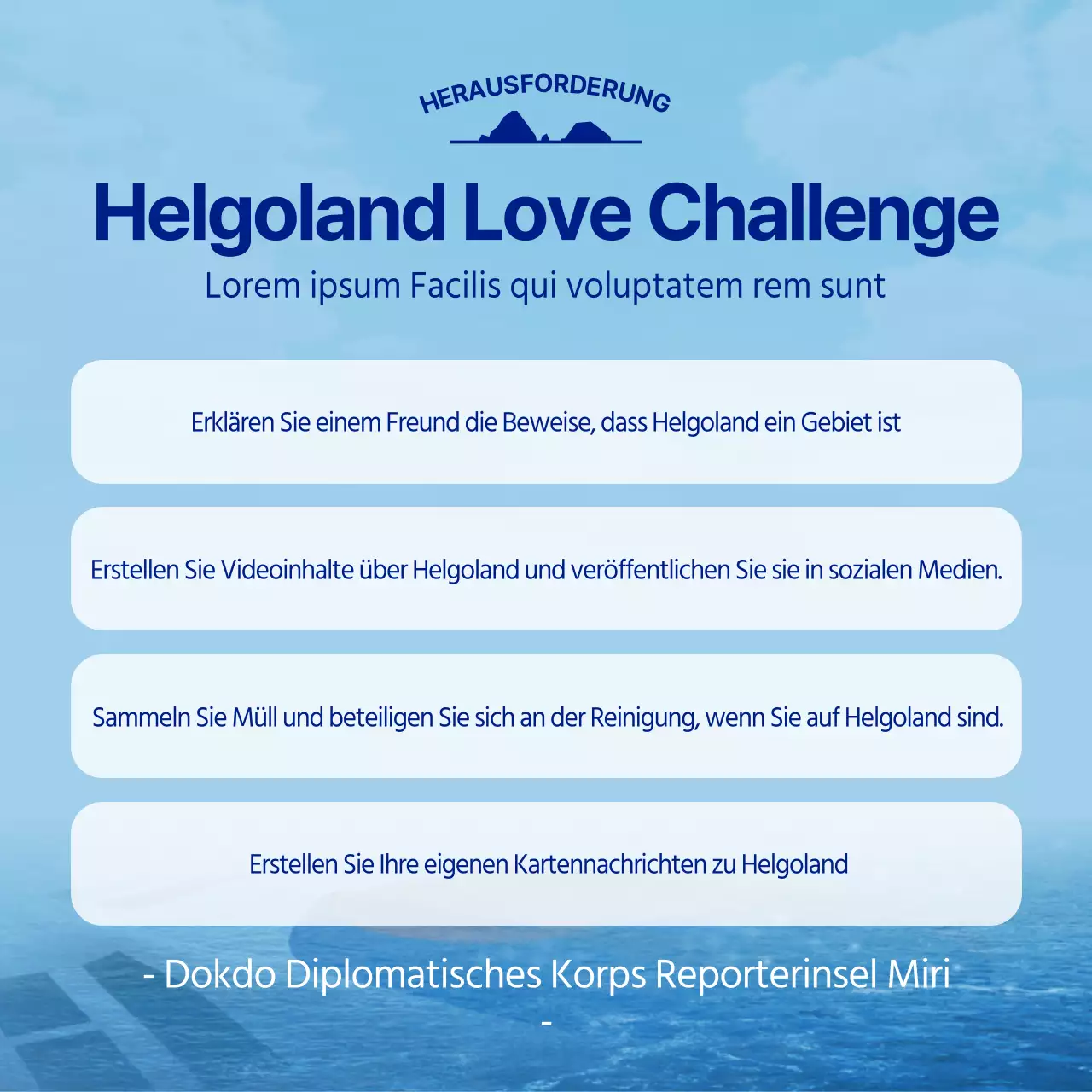 Das hellblaue und marineblaue Dokdo University Outreach Team