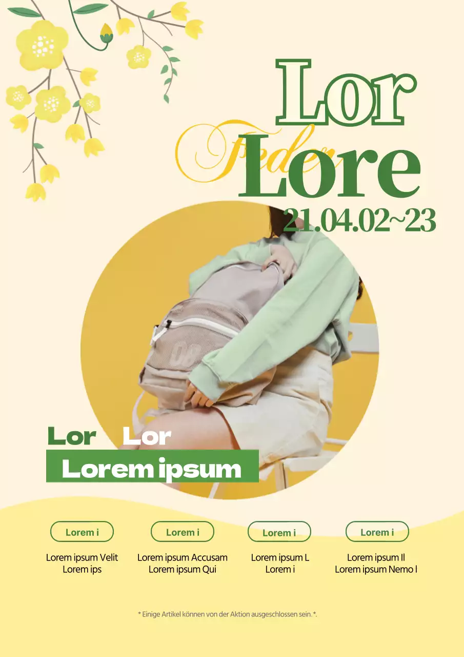 Gelb-Grünes Foto-Highlight Gepflegte Frühlingstaschen Werben Sie für eine Verkaufsveranstaltung