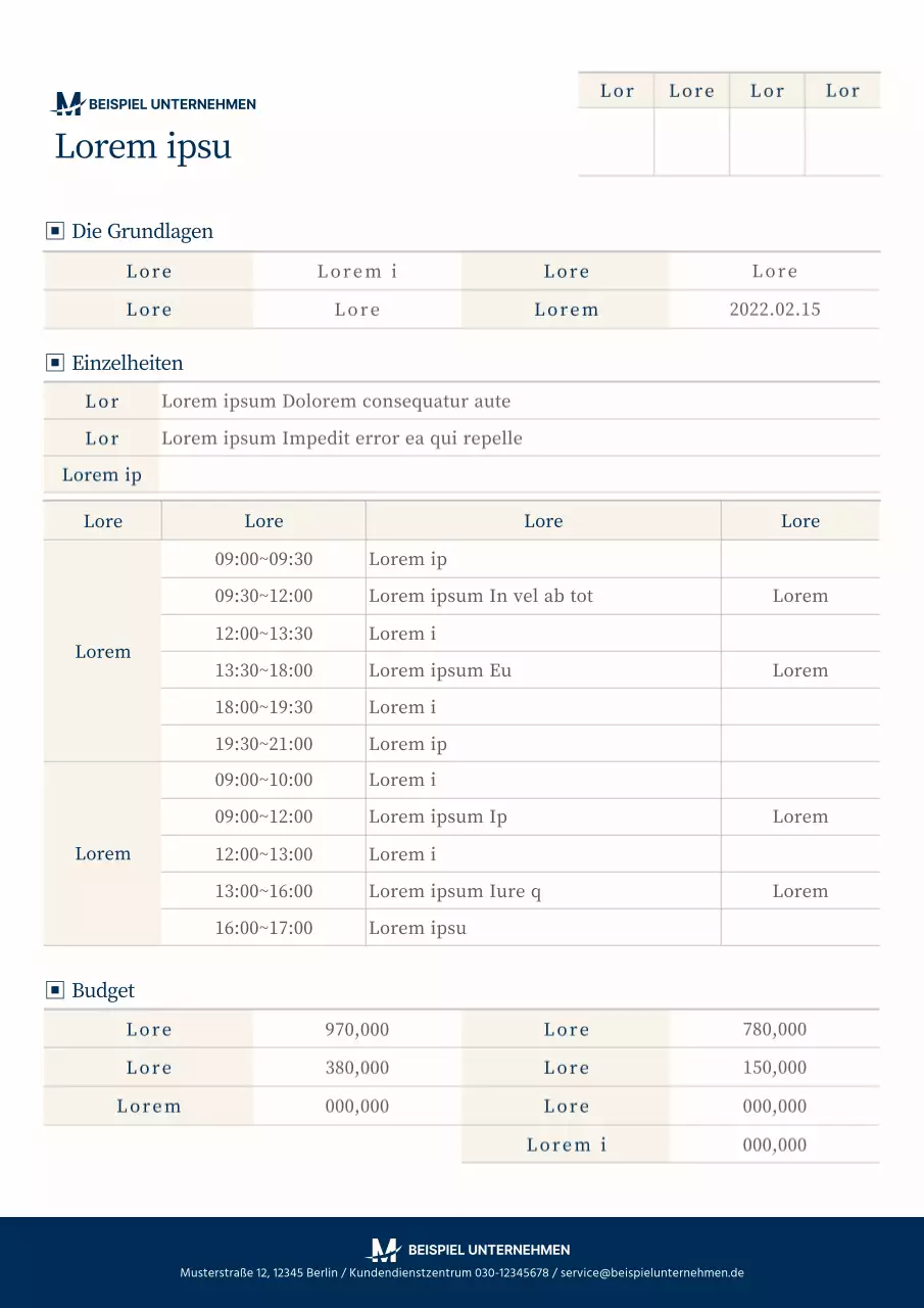Einfache Planungsdokumente