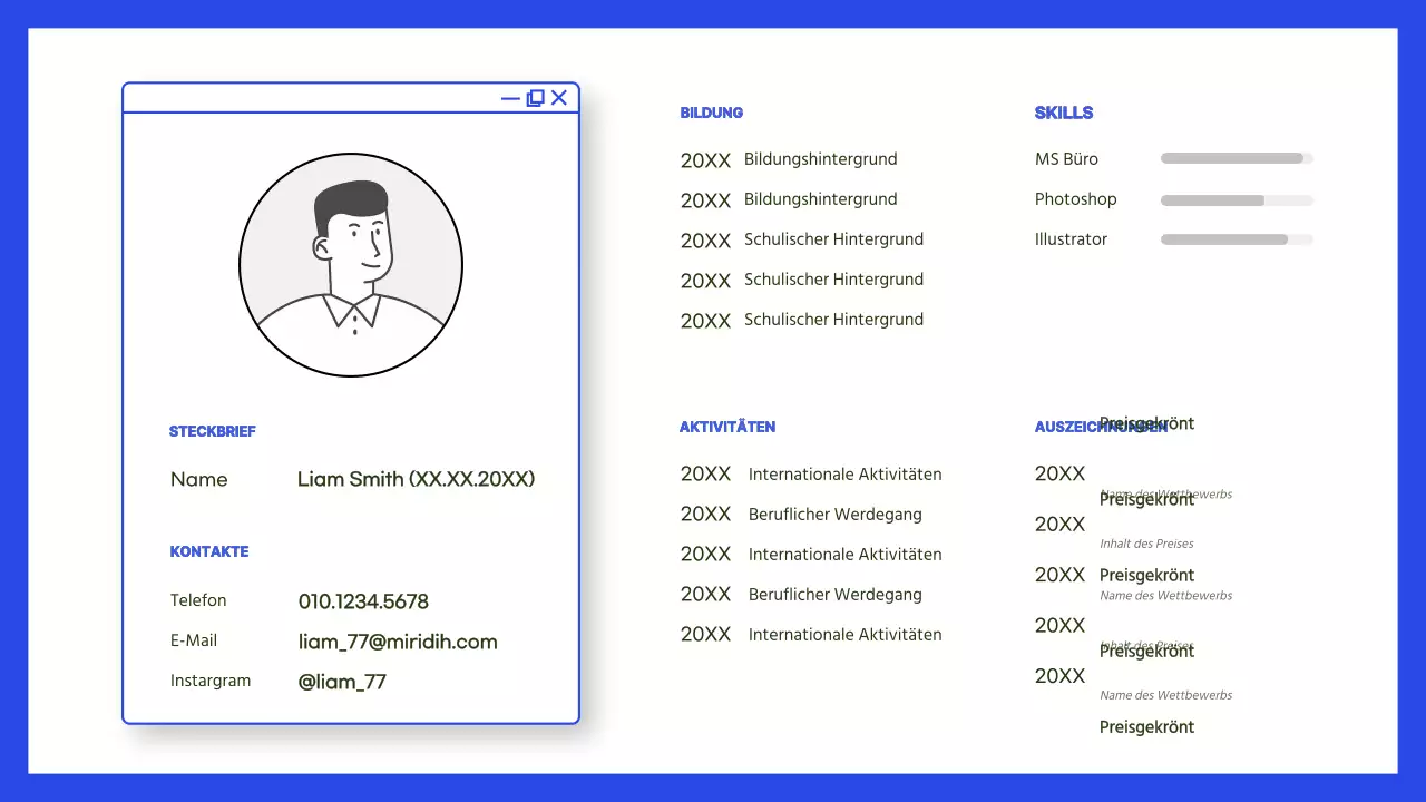 Blaues und einfaches Jobportfolio