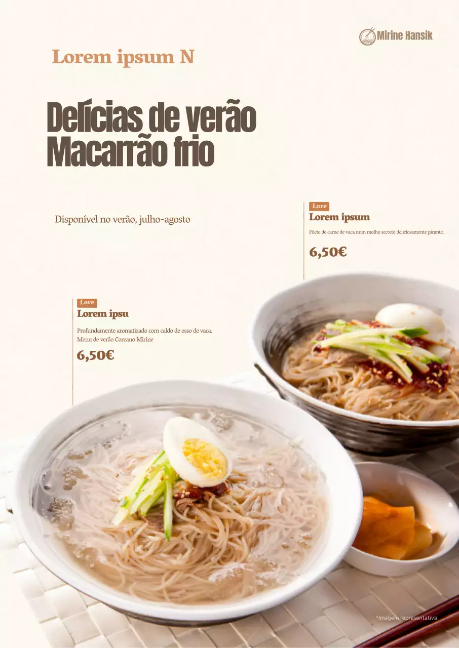 Um cartaz para um caril de tempura de camarão com tons suaves