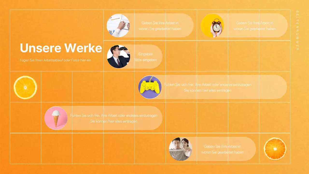 Orangefarbene und erfrischende Infografik zum Projektmanagement