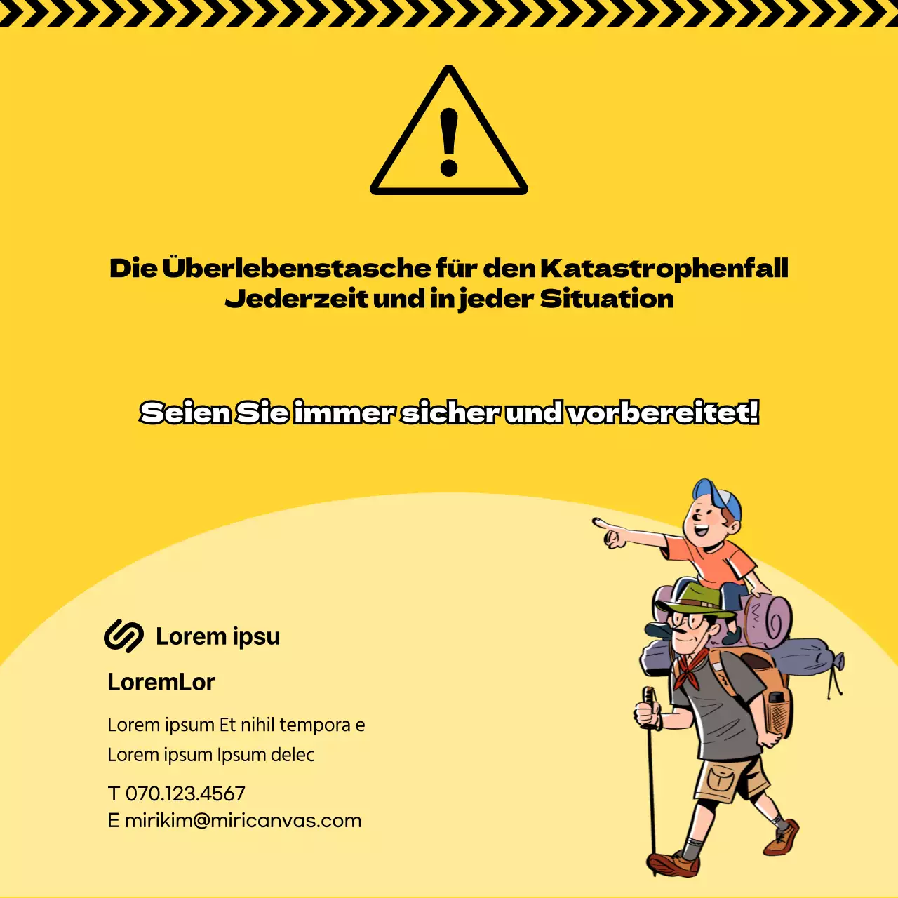 Hervorhebung von Abbildungen in Gelb Erstellen Sie die Überlebenstasche meiner Familie