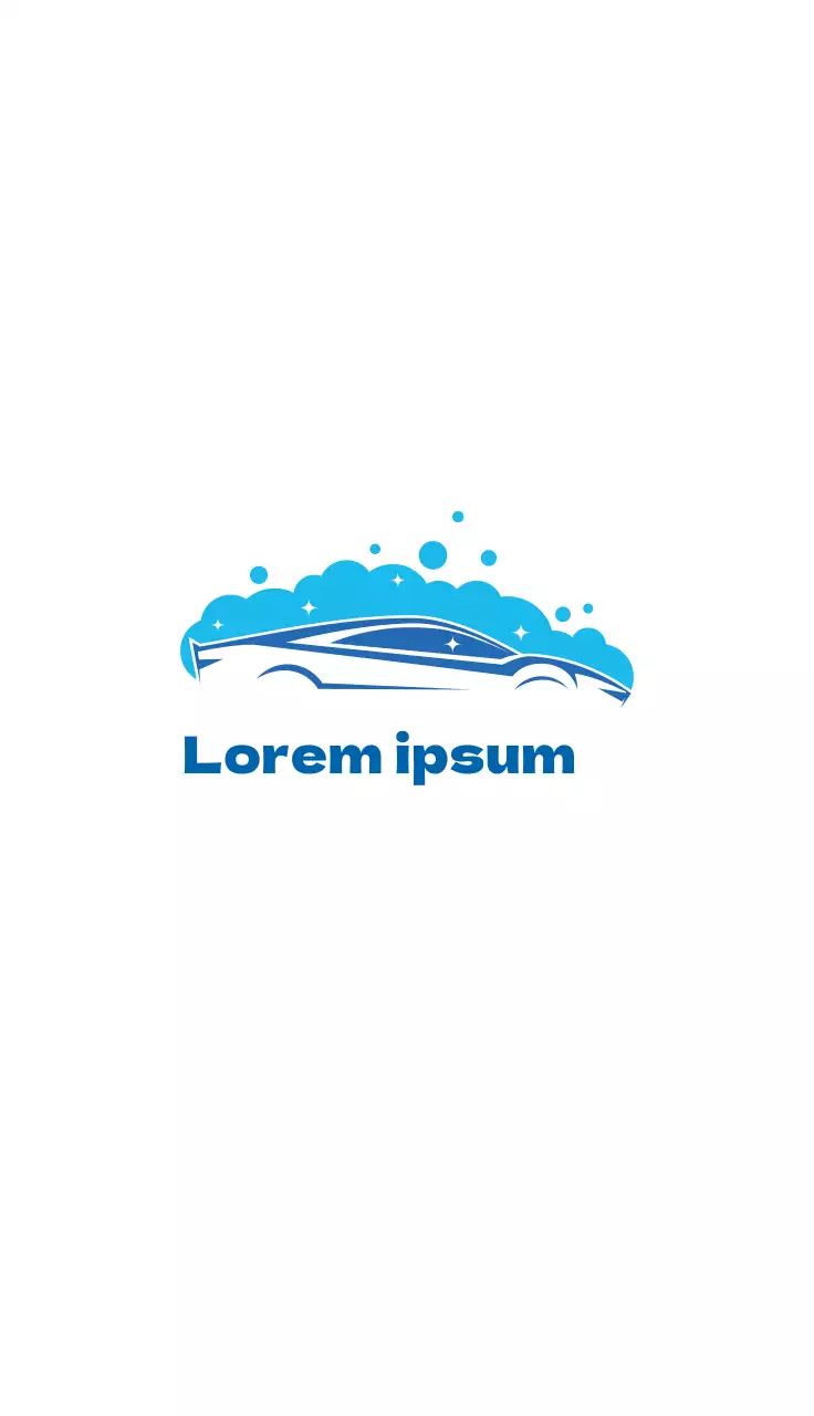 Blaue Illustration Werbung für eine saubere Autowäsche in einem Autocenter