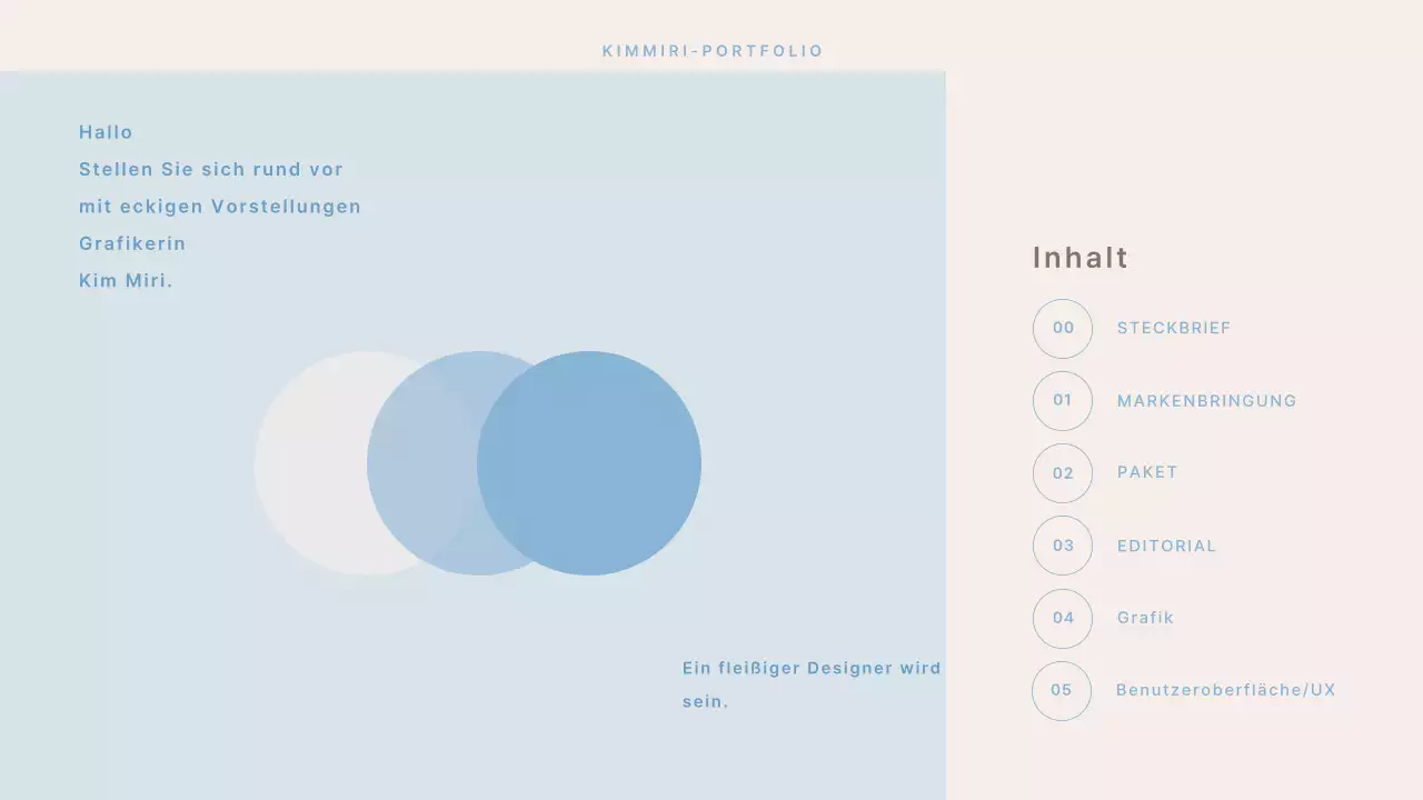 Moderne Designermappe in Beige und Hellblau