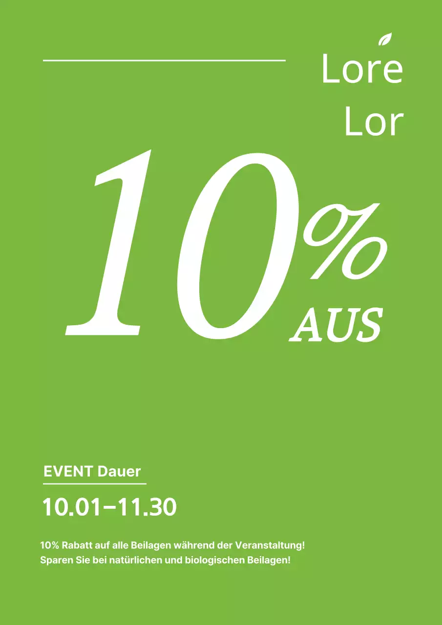 Ein einfaches, grünes Flugblatt, das eine Verkaufsveranstaltung für landwirtschaftliche Produkte bewirbt