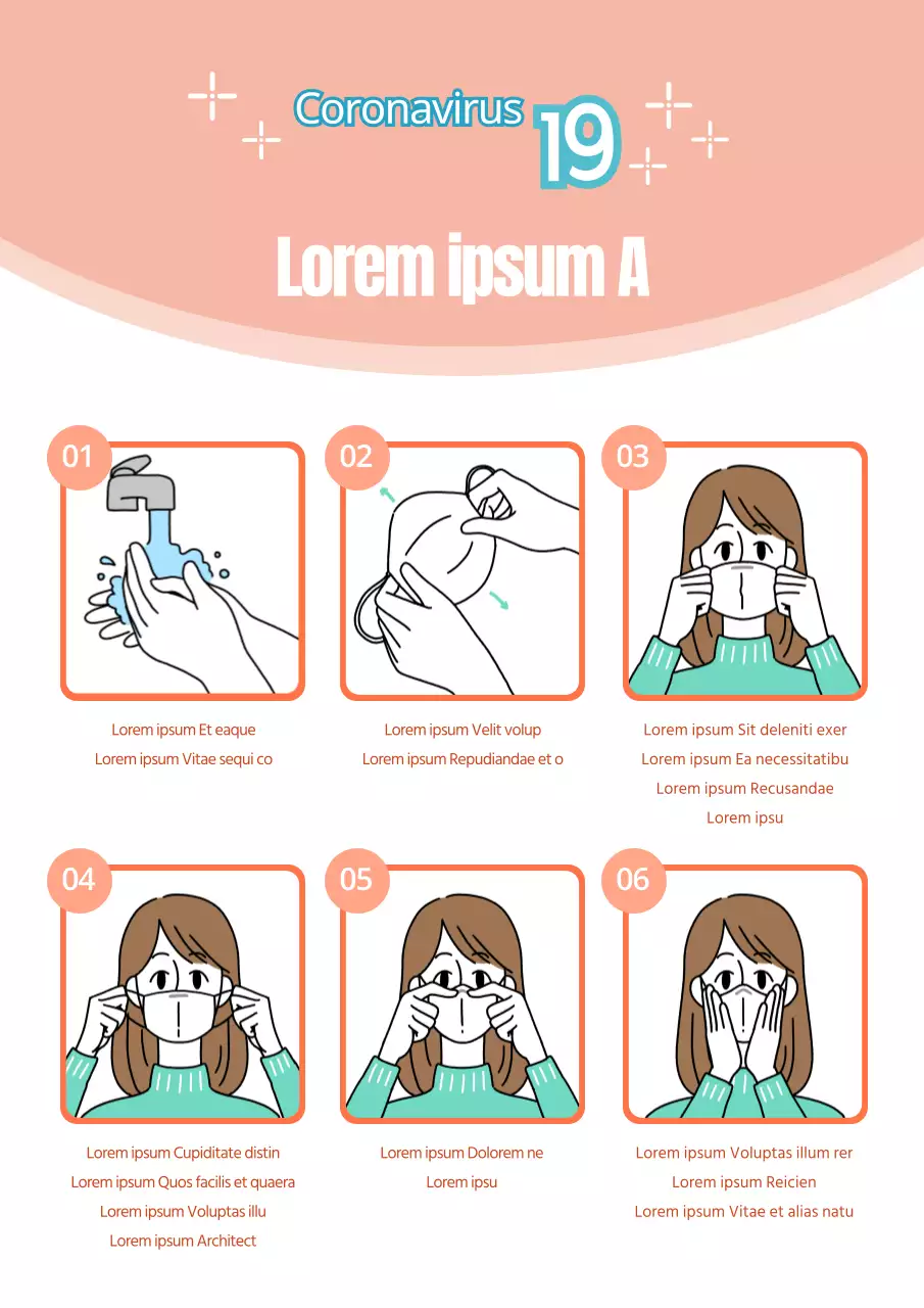 Niedlicher Werbeflyer in Rosa und Minze über das richtige Tragen einer Maske