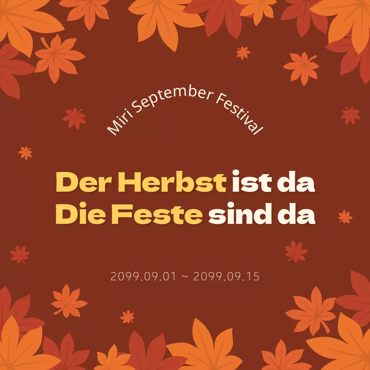 Werbung für ein trendiges Herbstfest mit braunem Hintergrund