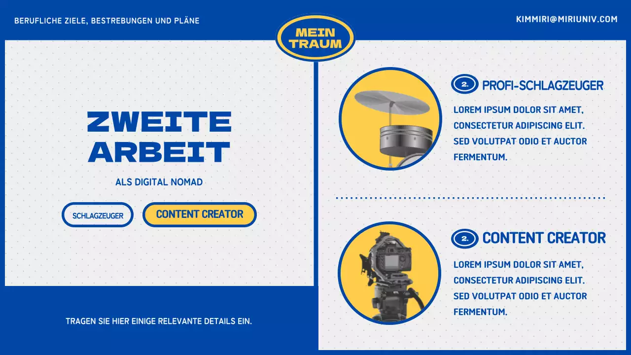 Blauer und gelber College-Laufbahnplan