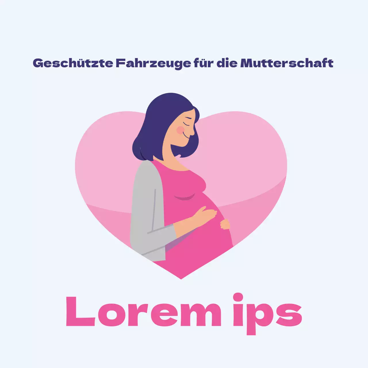 Hellblau-rosa Illustration von schwangeren Frauen beim Einsteigen in Fahrzeuge